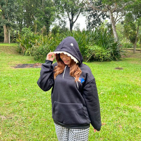 Pekanbaru Hoodie Oversize Motif Hiu Hitam Biru Premium Funny Shark Bahan Tebal Berkualitas Hoodie Ikan Topi Gigi Trending Korean Style