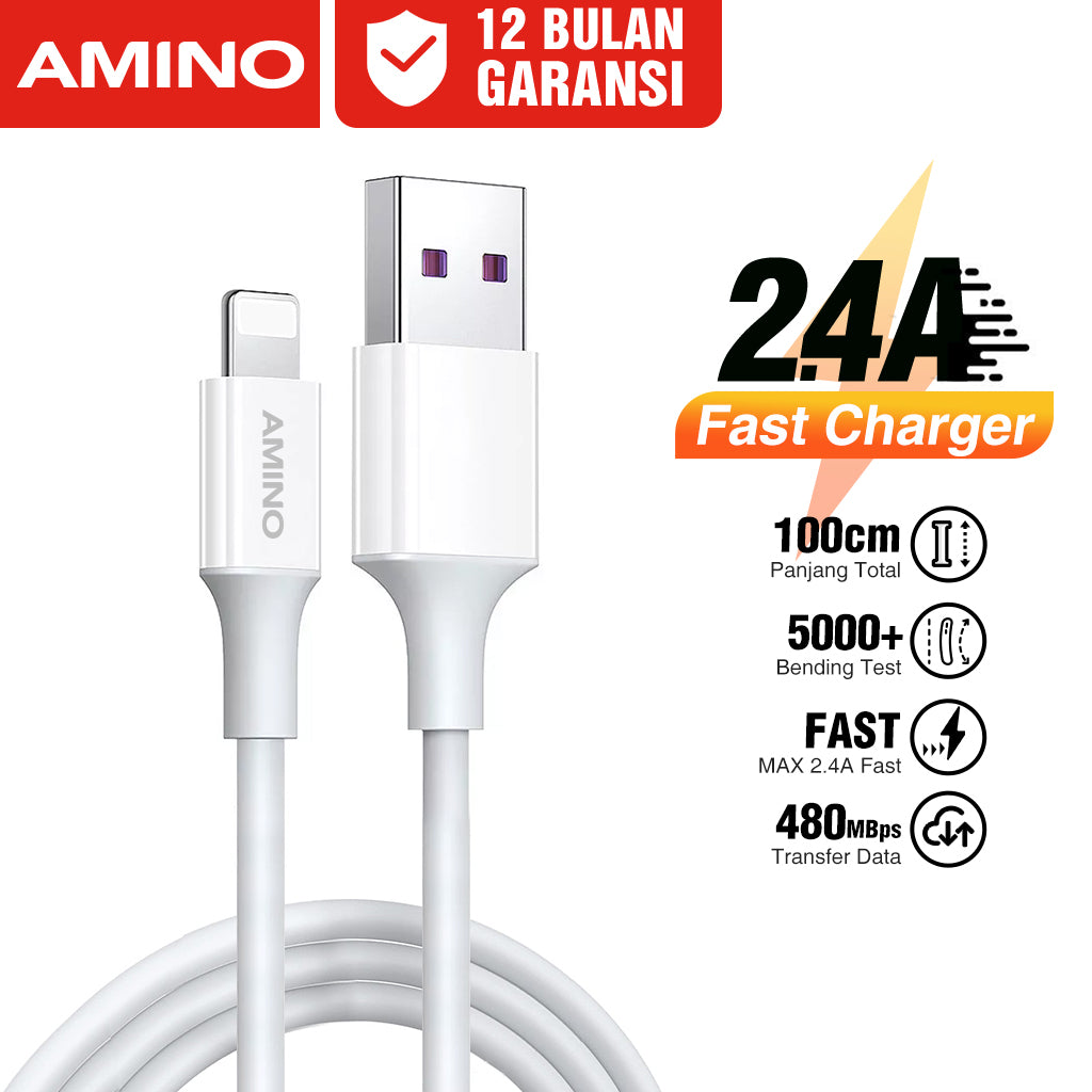 Pekanbaru Kabel Data Charger Untuk Iphone Original AMINO  Cable data Fast Charger 1M For IP 15 Pro Max 14 13 12 11 XR XS