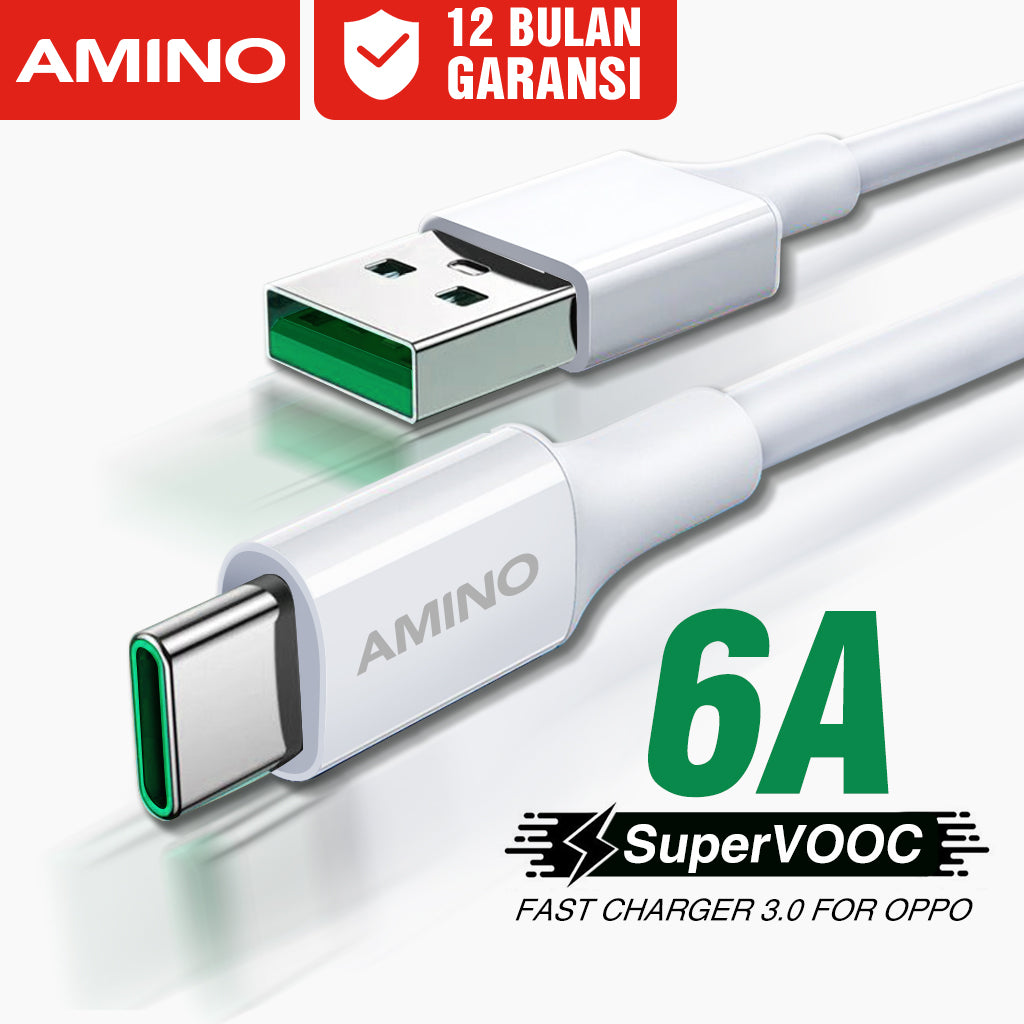 Pekanbaru Kabel Data Charger VOOC Untuk OPPO 6A TYPE C To USB Original AMINO Cable Data Fast Charging Quick Charger / Support VOOC 1.0 / 2.0 / 3.0 / 4.0 / SuperVOOC