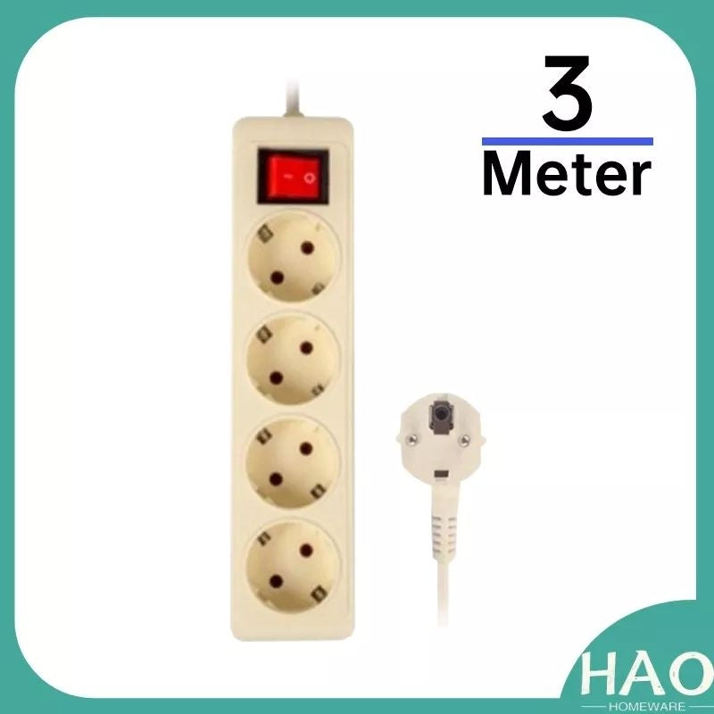 Pekanbaru Stop Kontak + Kabel 2/3/4/5 Lubang 1.5/3/5/10 Meter Sni