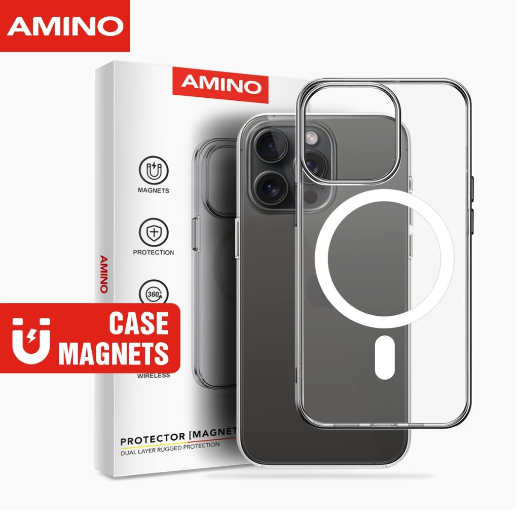 Pekanbaru Magnetic Case Iphone Original AMINO Untuk Iphone 11 12 13 14 15 Pro Max Plus Clear Hybrid Bumper