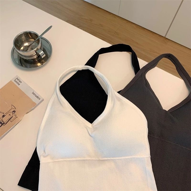 Pekanbaru Tanktop Bra Wanita Necktie Tanpa Kawat 6556 Model Atasan V-Neck Sexy Tali