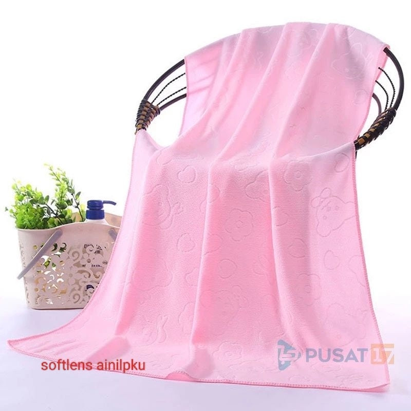 Pekanbaru Handuk Tipis Mandi Dewasa Handuk Embos Beruang Ukuran 70 X 140 Cm-[Ar