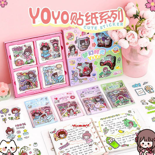 Pekanbaru 100 Lembar Stiker PVC Anti Air Motif YOYO Kartun Korea Box Besar