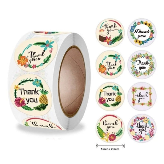 Pekanbaru 1 ROLL Stiker Label Thank You (500 Pcs) Sticker Ucapan Bulat Tempel Label Colorfull 2,5 cm