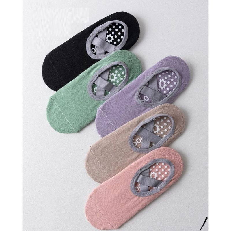 Pekanbaru Kaos Kaki Wanita Yoga Anti Slip Cross Gym Fitness Women Socks