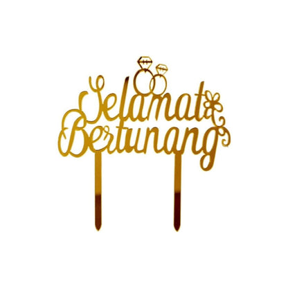 Pekanbaru Cake Topper Akrilik Happy Anniv / Happy Valentine / Happy Wedding (Instan Only)