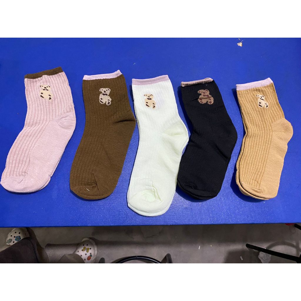 Pekanbaru Kaos Kaki Teddy Bear Panjang Coklat Hitam Panjang Women Socks Import Kaos Kaki Beruang Berkualitas Korean Style