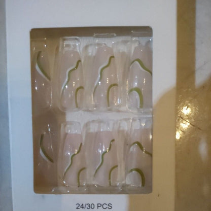 Pekanbaru (24Pcs Free Lem) Kuku Palsu Murah Tahan Air Fashion Nail Art 3D Korea Fake Nails Manicure