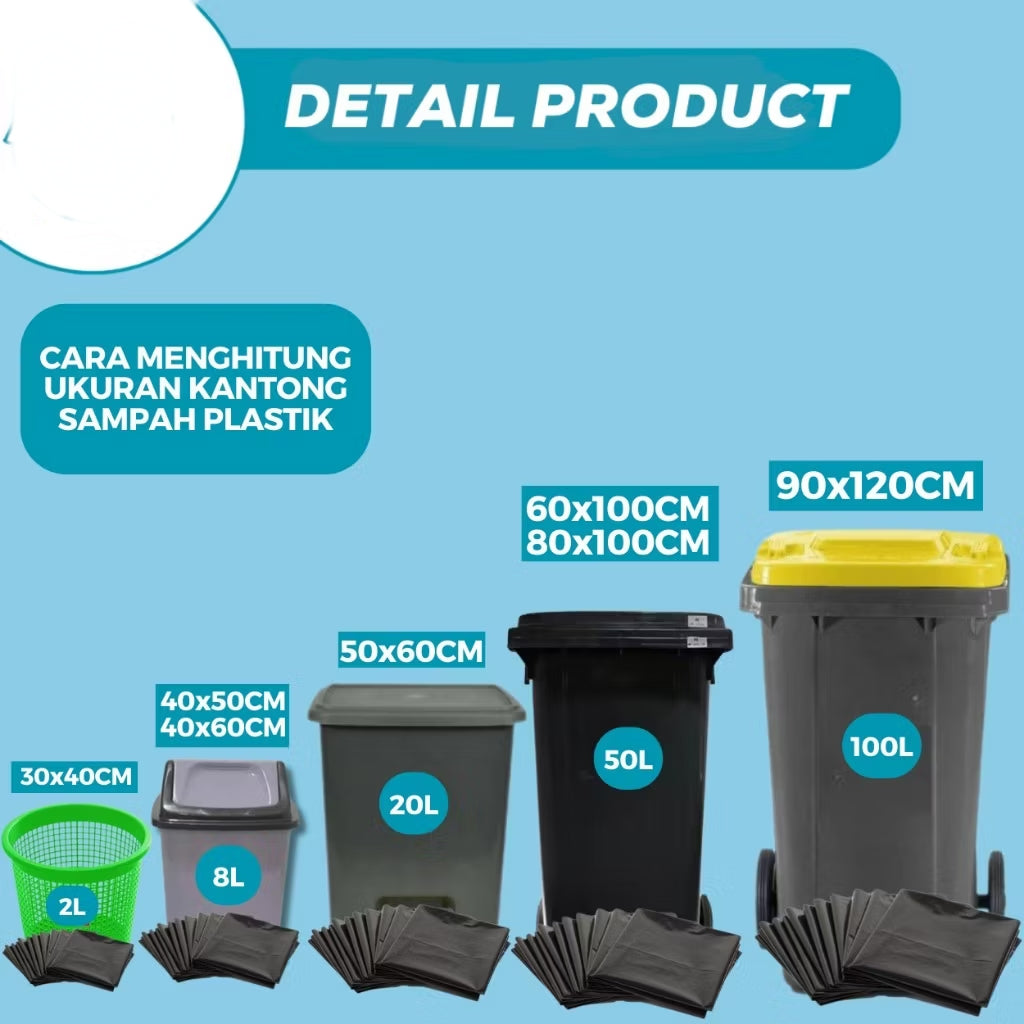 Pekanbaru HR- Kantong Plastik Sampah Ekstra Kuat 30x40 60x100 80x100 90x120 LD PE LDPE Plastic Trash Bag