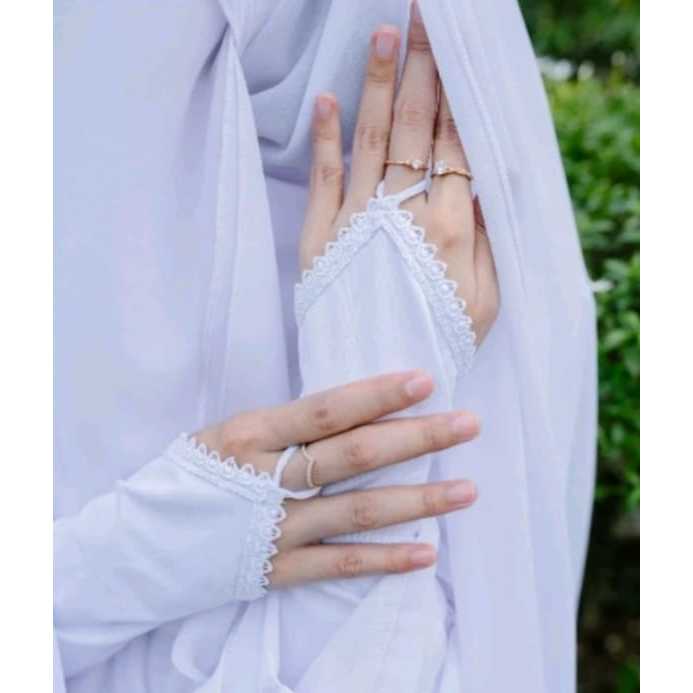 Pekanbaru [YL] HANDSOCK CINCIN RENDA / HANDSOCK UMROH HAJI / MANSET RENDA / Handsock Tangan Muslimah untuk Sholat Bahan Jersey