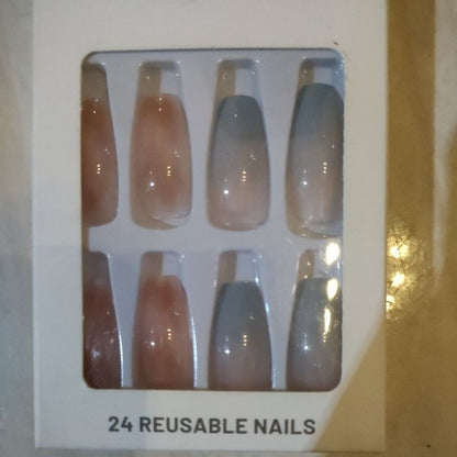 Pekanbaru (24Pcs Free Lem) Kuku Palsu Murah Tahan Air Fashion Nail Art 3D Korea Fake Nails Manicure