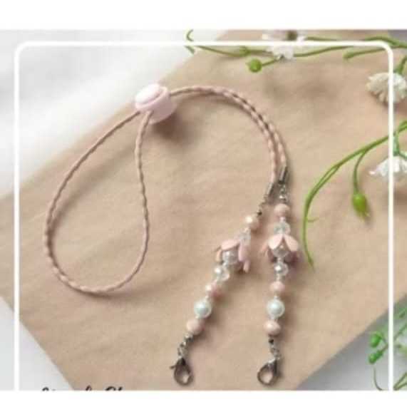 Pekanbaru Strap Masker Kristal Mutiara 2in1Kalung Pengait Konektor Lanyard masker HEADLOOP HIJAB