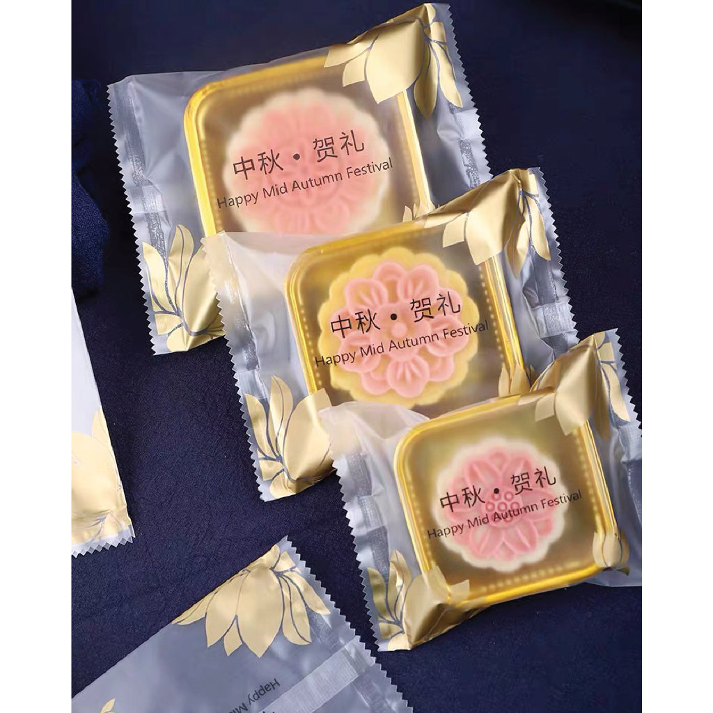 Pekanbaru Plastik Mooncake / Kue Bulan Non-Seal Motif Happy Mid Autumn Festival Berbagai Ukuran Per Pack