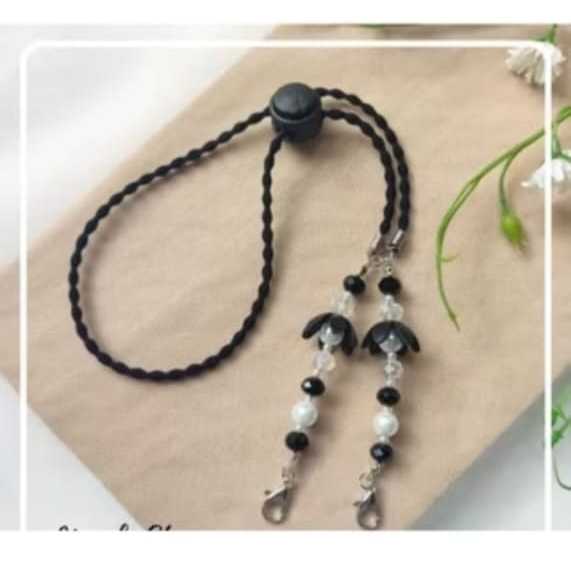 Pekanbaru Strap Masker Kristal Mutiara 2in1Kalung Pengait Konektor Lanyard masker HEADLOOP HIJAB