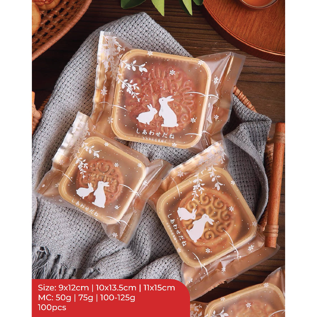 Pekanbaru Plastik Mooncake / Kue Bulan Non-Seal Motif Happy Mid Autumn Festival Berbagai Ukuran Per Pack