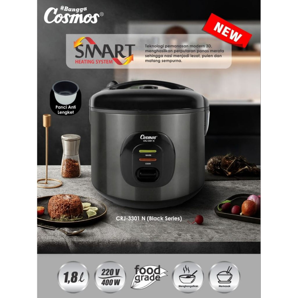 Pekanbaru Magic Com Cosmos Crj-3301Nb Black Series 1.8 Liter / Rice Cooker Cosmos Crj 3301 Nb / Crj3301Nb / Crj 3301Nb