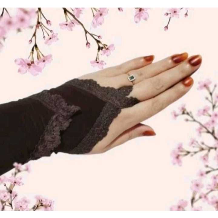 Pekanbaru [YL] HANDSOCK CINCIN RENDA / HANDSOCK UMROH HAJI / MANSET RENDA / Handsock Tangan Muslimah untuk Sholat Bahan Jersey