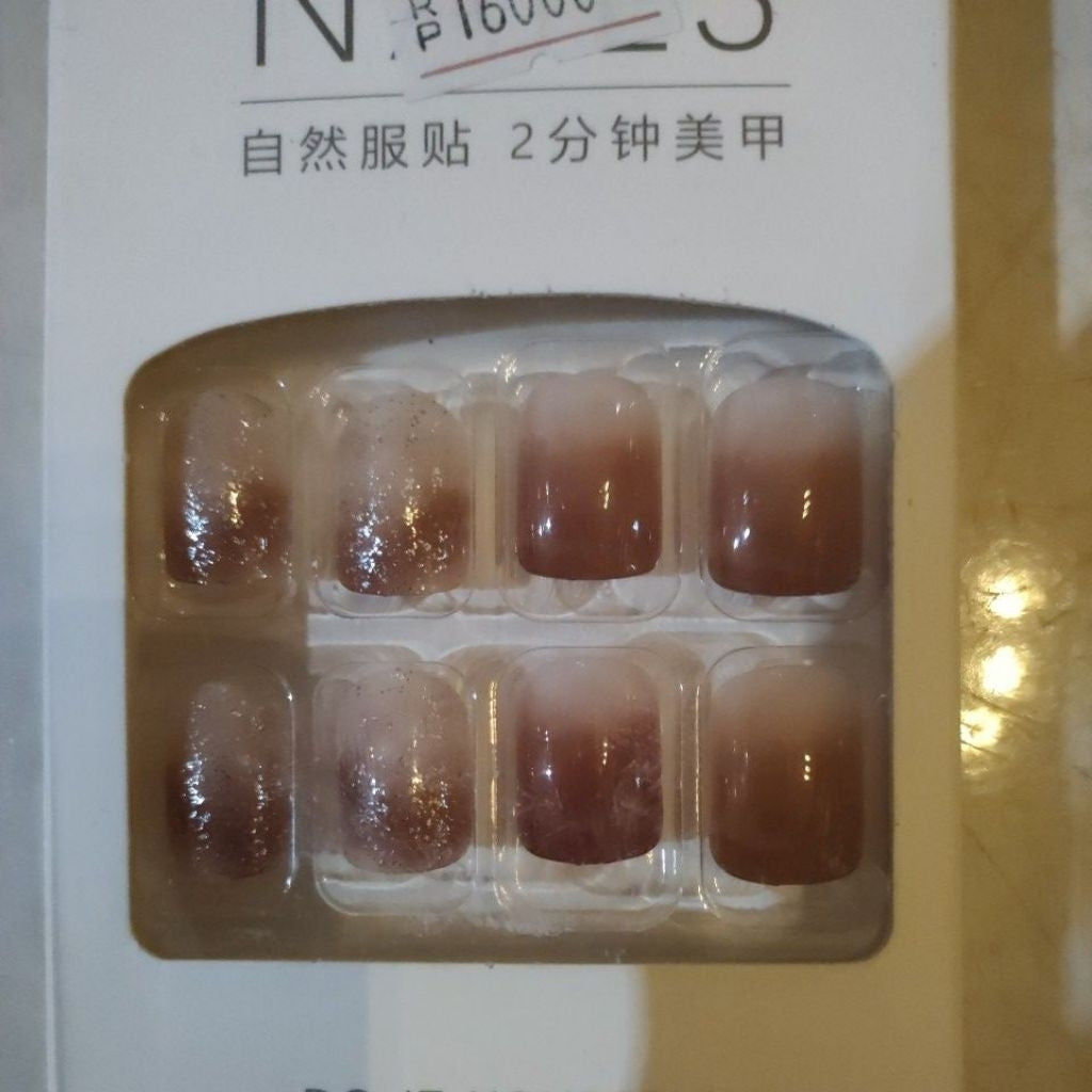 Pekanbaru (24Pcs Free Lem) Kuku Palsu Murah Tahan Air Fashion Nail Art 3D Korea Fake Nails Manicure