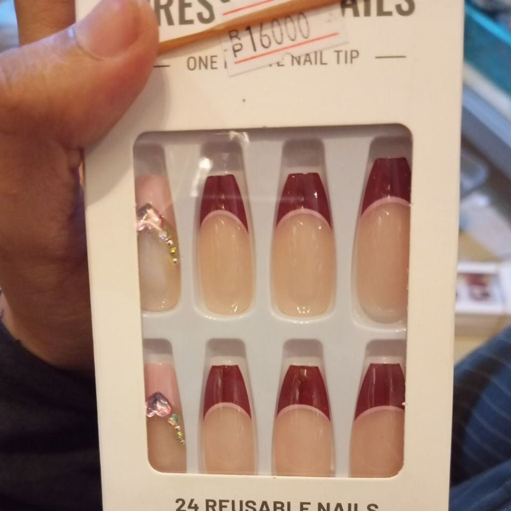 Pekanbaru (24Pcs)Kuku Palsu Premium Murah Free Lem