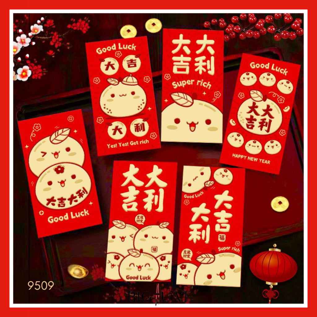 Pekanbaru 6pcs Angpao Imlek Tahun 2026 Kuda Chinese Letter Xin Nian Kuai Le Amplop Kertas Angpau Tebal Fu
