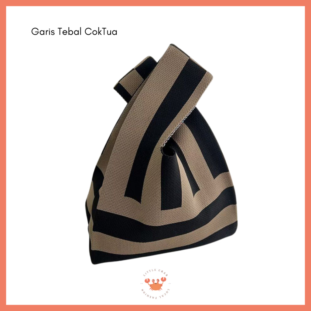 Pekanbaru Tas Rajut Earth Tone Coklat Hitam Putih Bangkok Knit Bag Knot Mini Totebag Buffalow