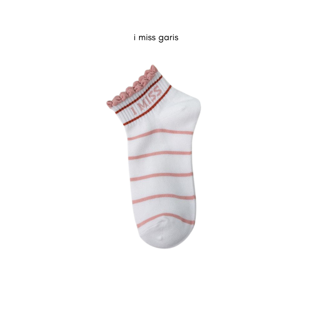 Pekanbaru Kaos Kaki Pendek Lotso Beruang Pink Unik Lucu Cute Short Socks White Full Pattern