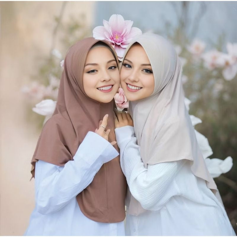 Pekanbaru Hijab Bergo Jersey Hamidah / Bergo Jersey Menutup Dada / Hijab Instan Jersey