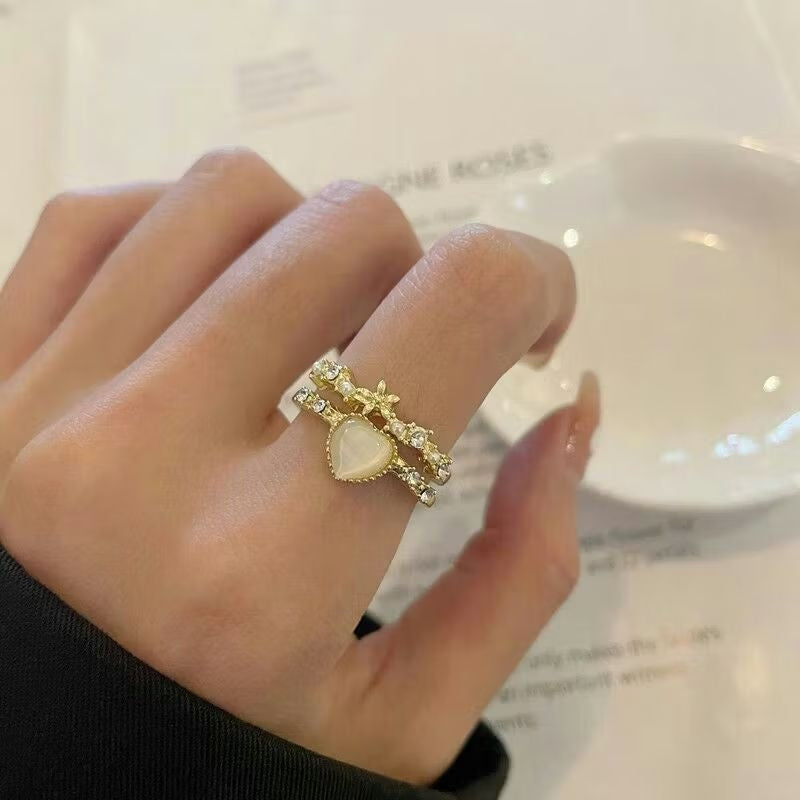 Pekanbaru Cincin Wanita Diamond Fashion Korea Cincin Bentuk Hati Simple Ring