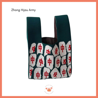 Pekanbaru [bighuat] Tas Rajut Money Motif Uang Fa Cai Mahjong Knit Knot Bag Mini Totebag Bangkok Premium