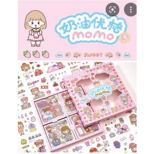 Pekanbaru STIKER 100 Lembar / Set Stiker Transparan Motif Kartun Anti Air Untuk Dekorasi Handbook stiker momo