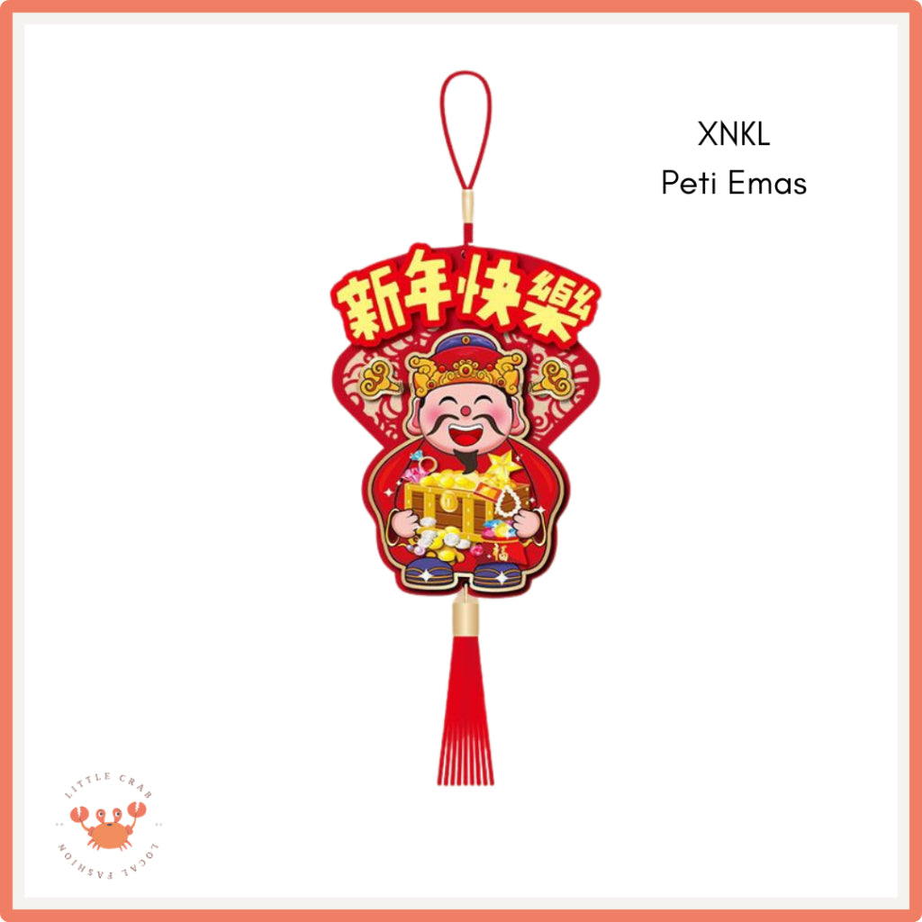 Pekanbaru Gantungan Jumbo Cai Shen Ye  Happy Chinese New Year Merah Timbul Hiasan Pajangan Imlek