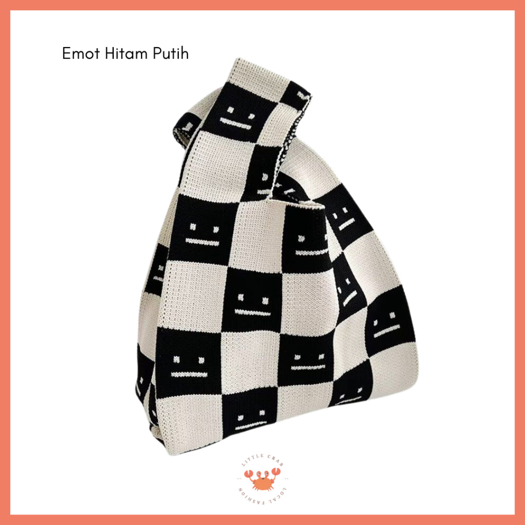 Pekanbaru Tas Rajut Earth Tone Coklat Hitam Putih Bangkok Knit Bag Knot Mini Totebag Buffalow