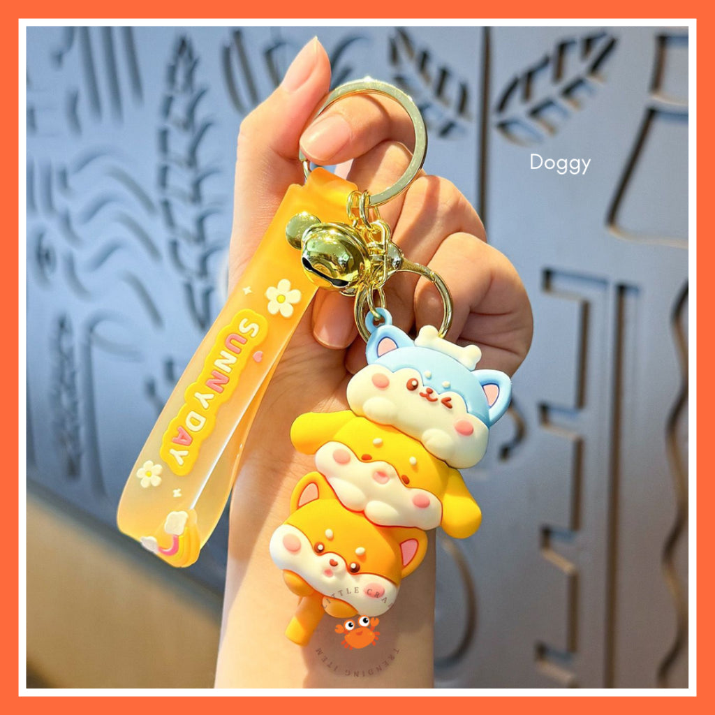 Pekanbaru Gantungan Kunci Motif Doggy Piggy Tumpuk Cute Keychain Gemoy Trio Aksesoris Aesthetic