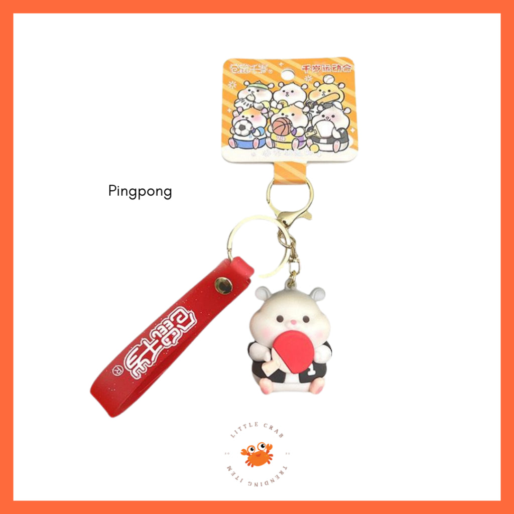 Pekanbaru Gantungan Kunci Hamster Olahraga Sport Keychain Gemoy Chubby Pet Aesthetic Cartoon
