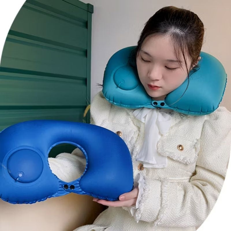 Pekanbaru Bantal Leher Kepala Angin Pompa Otomatis Traveling Inflatable Neck Cushion Head