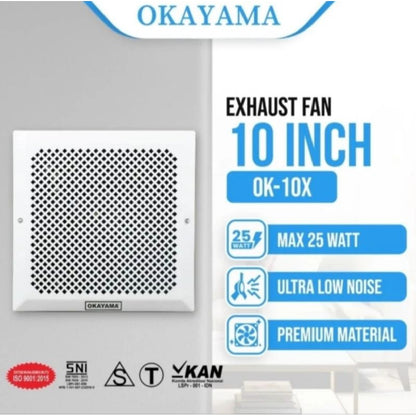Pekanbaru Exhaust Fan Plafon Okayama 10 Inch Ok-10X / Kipas Angin Plafon Okayama 10" Murah