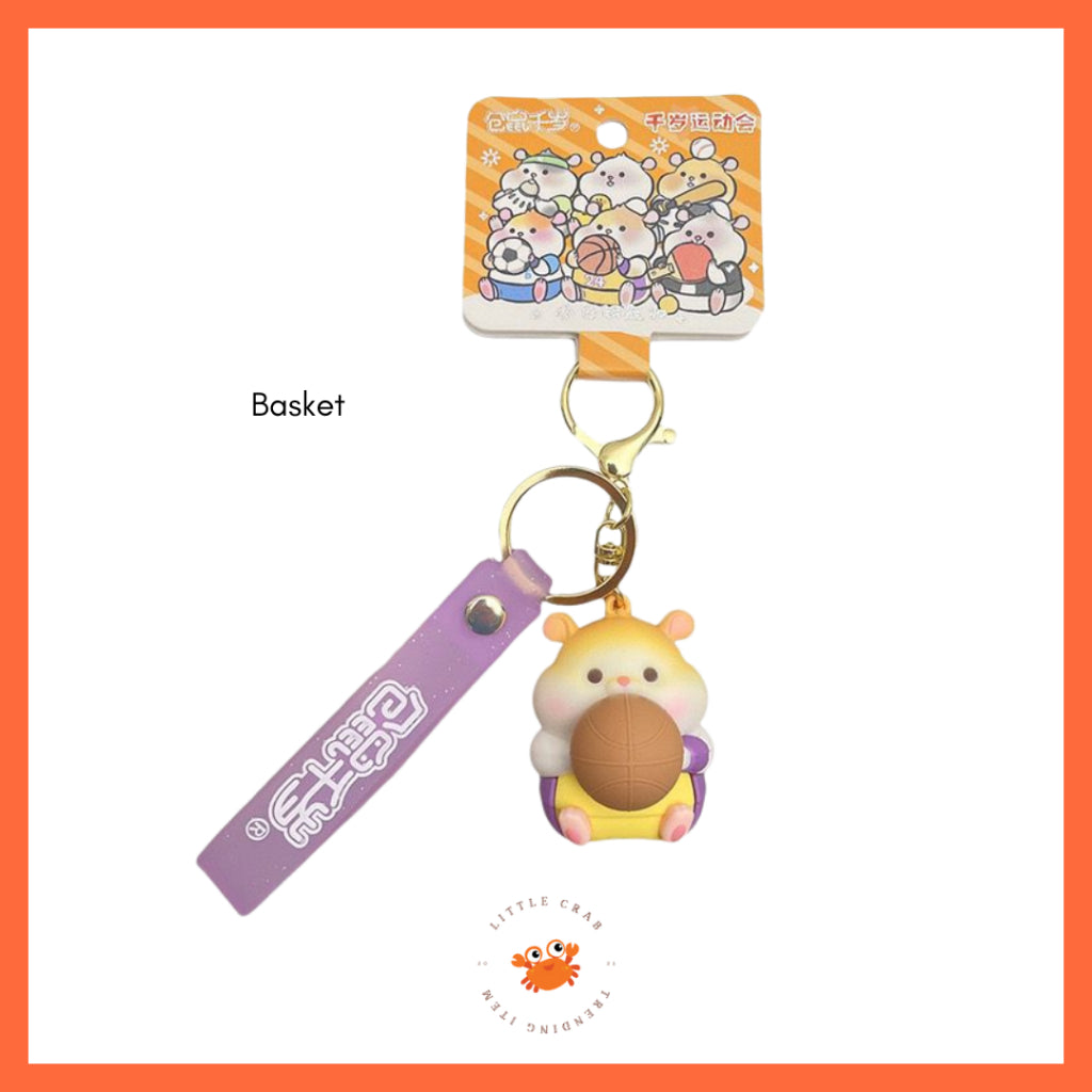 Pekanbaru Gantungan Kunci Hamster Olahraga Sport Keychain Gemoy Chubby Pet Aesthetic Cartoon