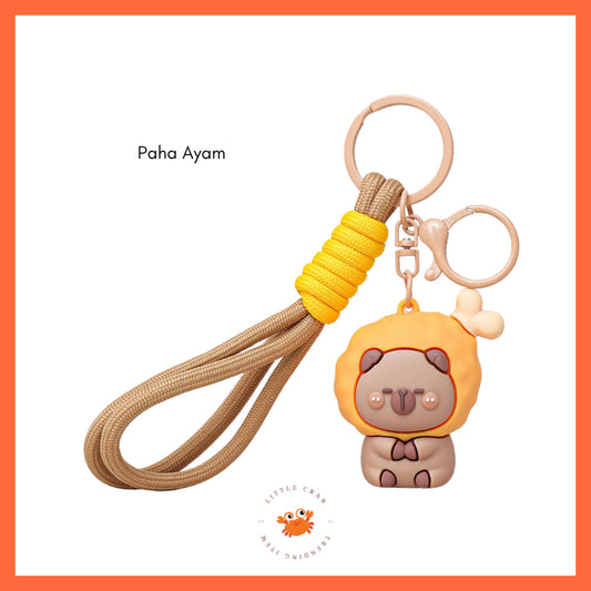 Pekanbaru Gantungan Kunci Capybara Taiyaki Paha Ayam Food Keychain Beruang Coklat Gemoy Cartoon