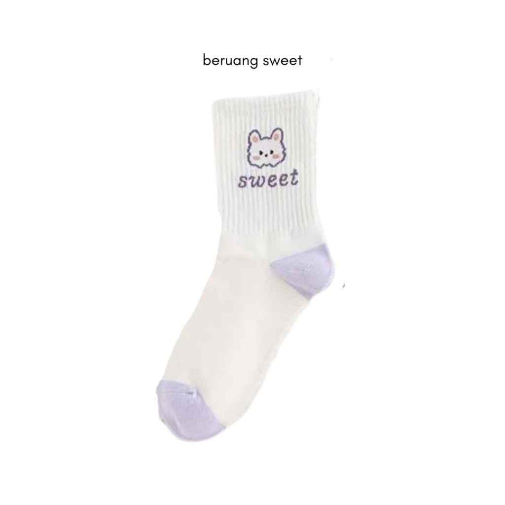Pekanbaru Kaos Kaki Panjang Lilac Beruang Ungu Putih Unik Lucu Berkualitas Long Socks Aesthetic