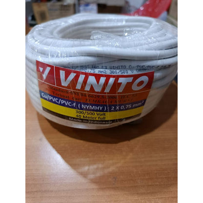 Pekanbaru Kabel Listrik / Kabel Serabut Vinito 2X0,75 Nymhy Per Roll 40Meter / Kabel Putih 2 X 0,75