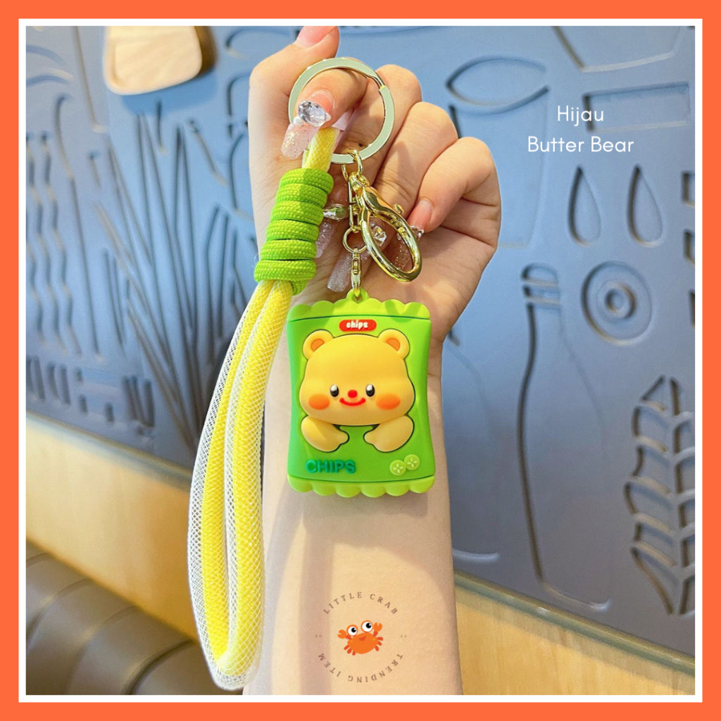 Pekanbaru Gantungan Kunci Snack Butter Bear Loopy Lays Hijau Kuning Keychain Gemoy Aesthetic