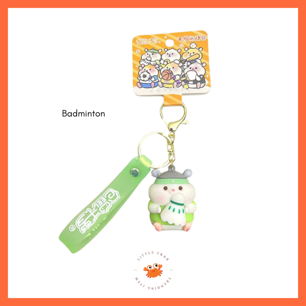 Pekanbaru Gantungan Kunci Hamster Olahraga Sport Keychain Gemoy Chubby Pet Aesthetic Cartoon