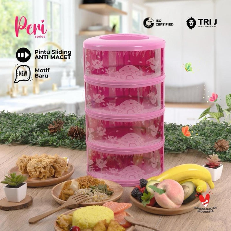 Pekanbaru TRI J  Rak Penyimpanan Makanan 4 Susun Tudung Saji Tingkat Dengan Tutup Penutup Penyimpanan Makanan Plastik