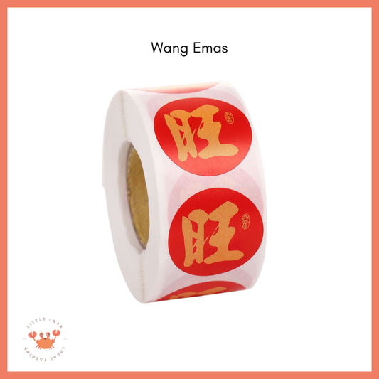 Pekanbaru Sticker Roll 500pcs Mini Fu  CNY Hok Merah Gold Tempelan Fuk Stiker Toples Buah Parcel