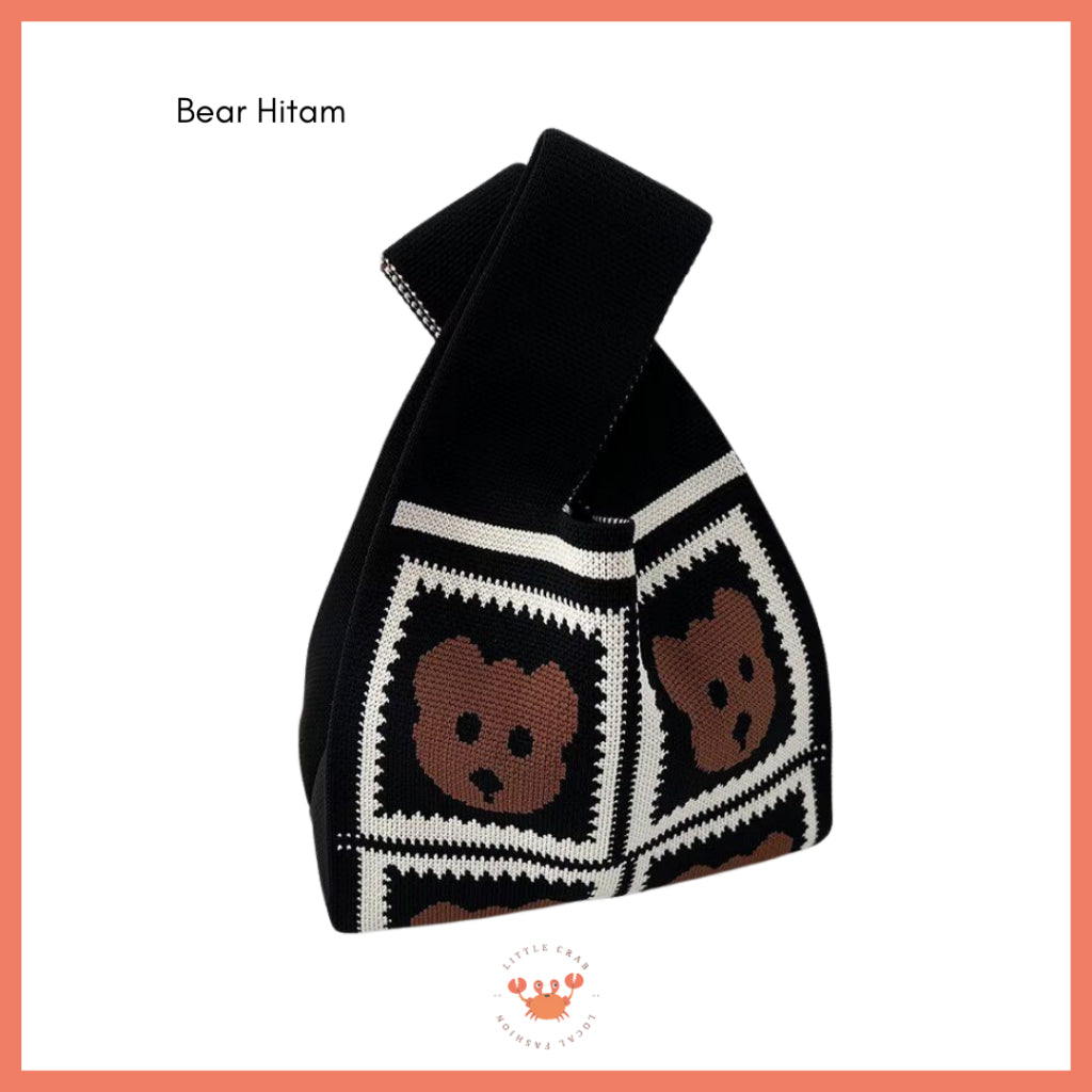 Pekanbaru Tas Rajut Bangkok All Motif Knit Knot Bag Mini Totebag Buffalow Unik Kanvas Premium