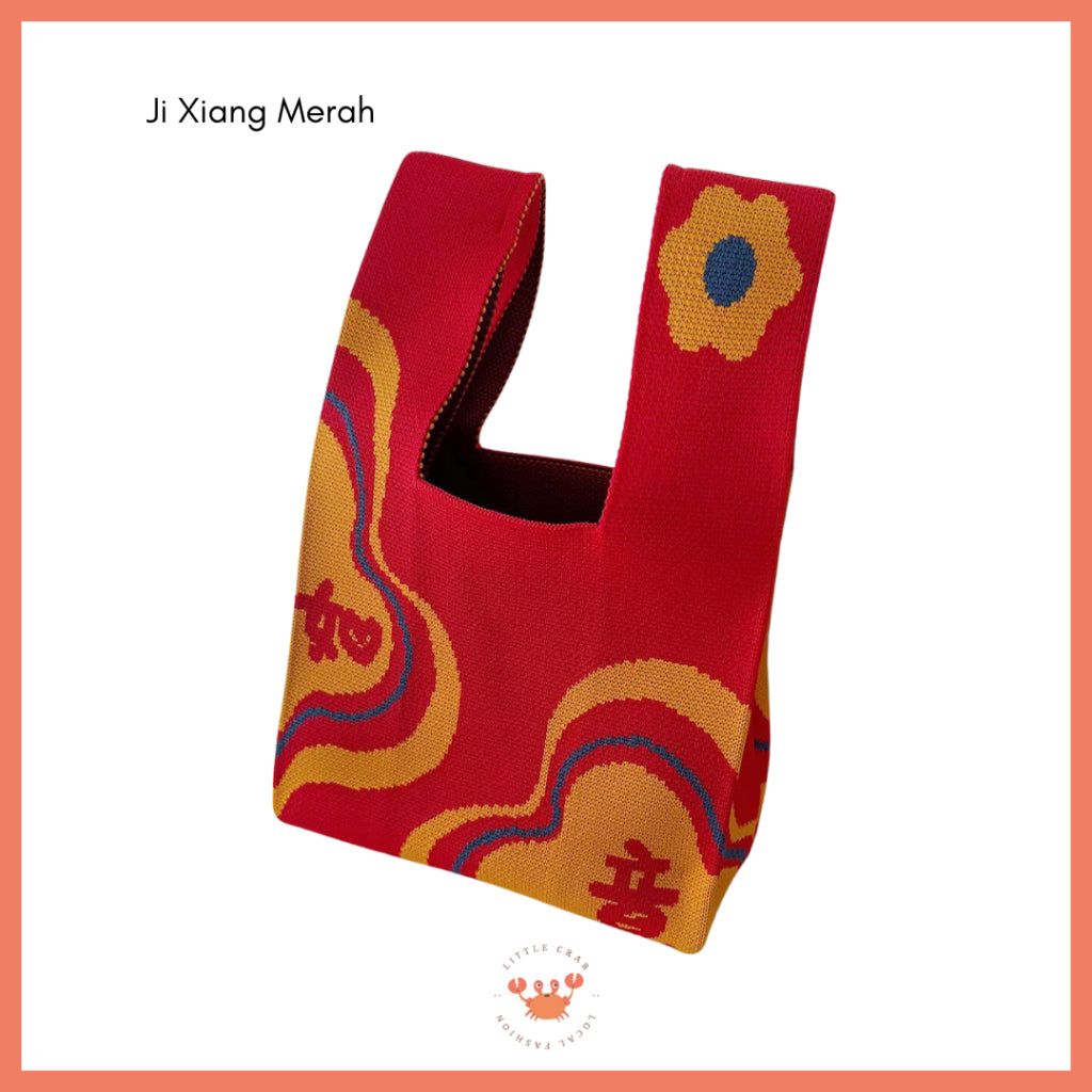 Pekanbaru Tas Rajut Bangkok All Motif Knit Knot Bag Mini Totebag Buffalow Unik Kanvas Premium