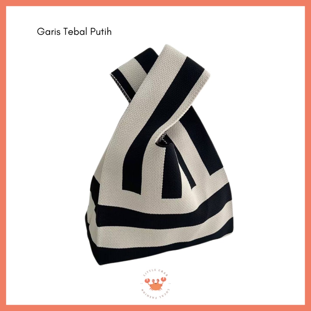 Pekanbaru Tas Rajut Earth Tone Coklat Hitam Putih Bangkok Knit Bag Knot Mini Totebag Buffalow