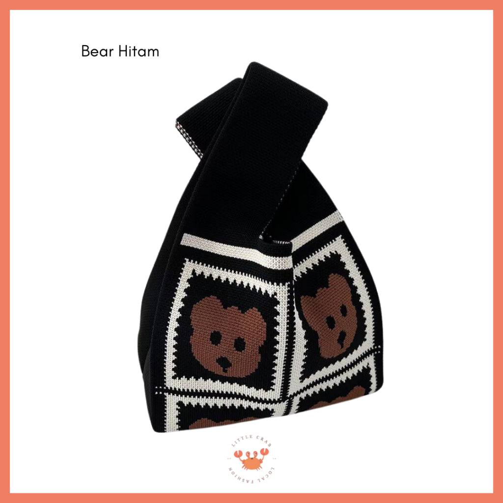 Pekanbaru Tas Rajut Earth Tone Coklat Hitam Putih Bangkok Knit Bag Knot Mini Totebag Buffalow