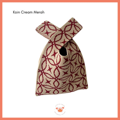 Pekanbaru [bighuat] Tas Rajut Money Motif Uang Fa Cai Mahjong Knit Knot Bag Mini Totebag Bangkok Premium